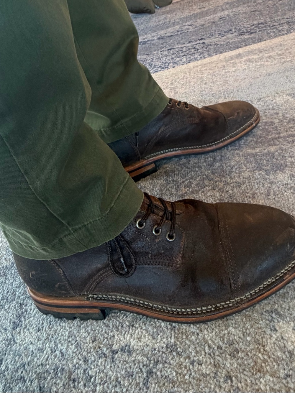 Men's Brown Leather Saddle Waxey Commander Leather Boots - Classic Lace-Up Style - Picture 2 of 5